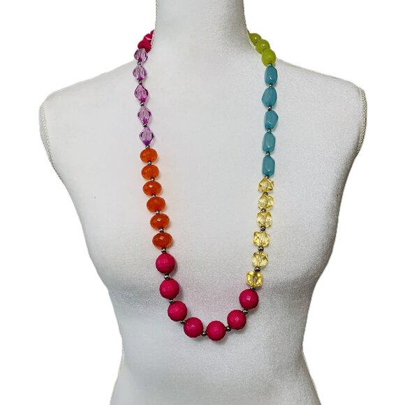 Jennifer Miller Necklace Long Candy Colored Beaded Single or Double Strand Geome - Picture 1 of 5